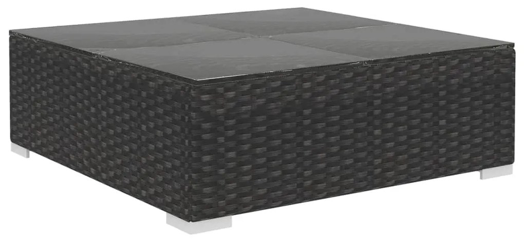 9 pcs conjunto lounge de jardim c/ almofadões vime PE preto