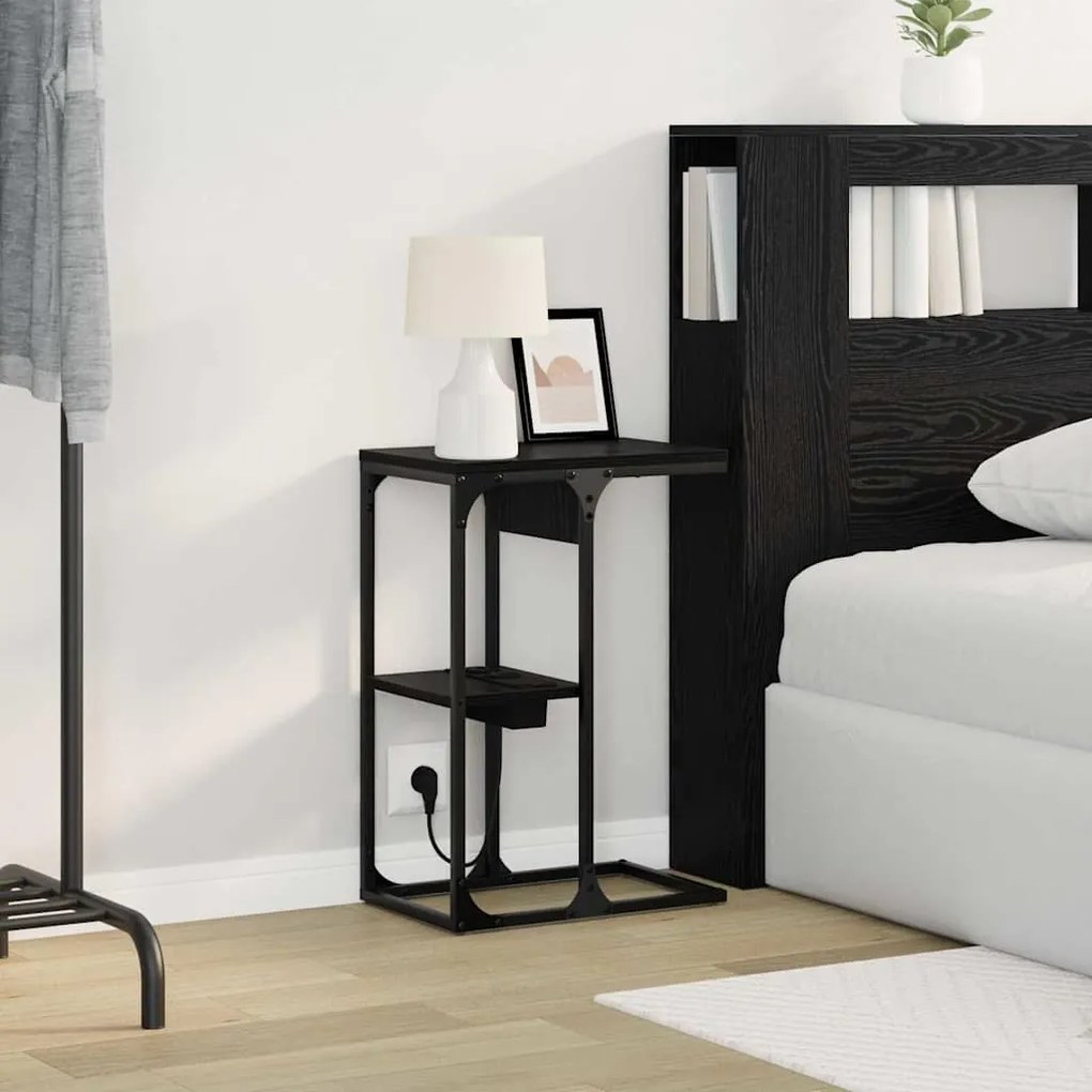 Mesa-de-cabeceira Carvalho Preto 41.5 x 26 x 60.5 cm