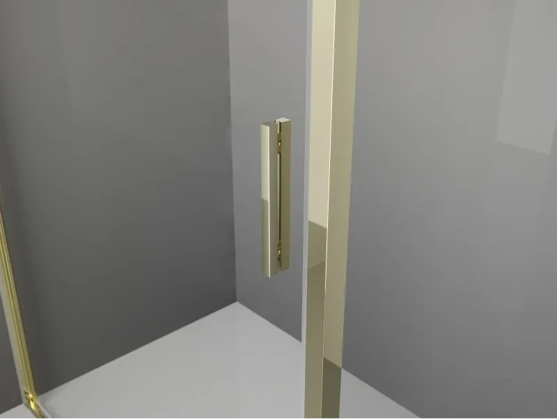 Mexen Exo-R cabina de duche pentagonal com porta de abrir 90 x 90 cm, transparente, dourada - 812-090-090-50-00