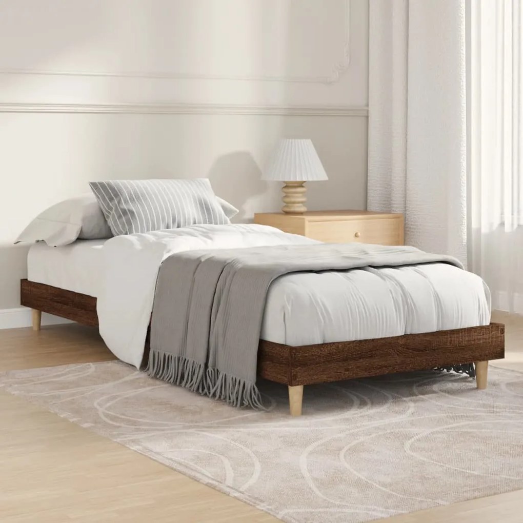 Estrutura cama s/ colchão derivados madeira carvalho castanho