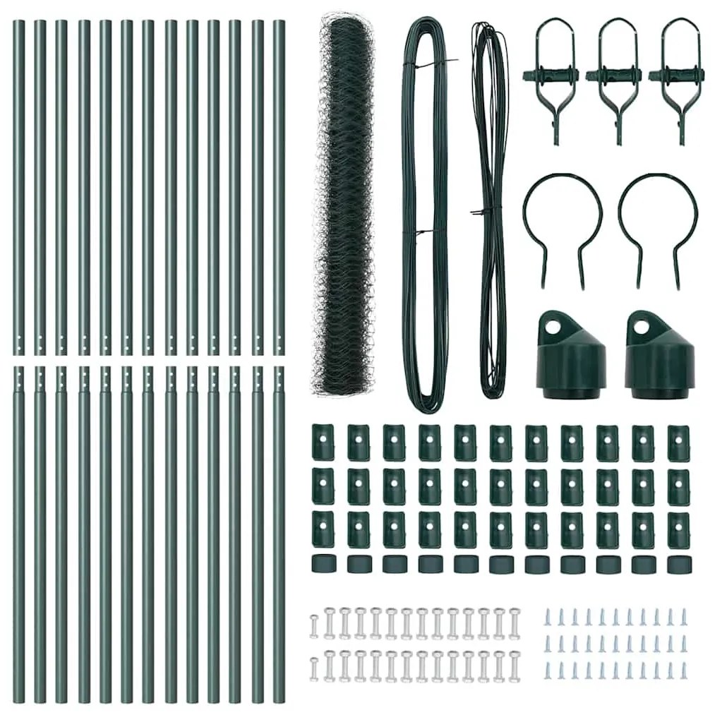 Conjunto de Cercas 2 Unidades Verde Metal 25 x 1,2 m Durável