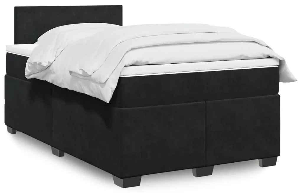 Cama boxspring com colchão 120x190 cm veludo preto