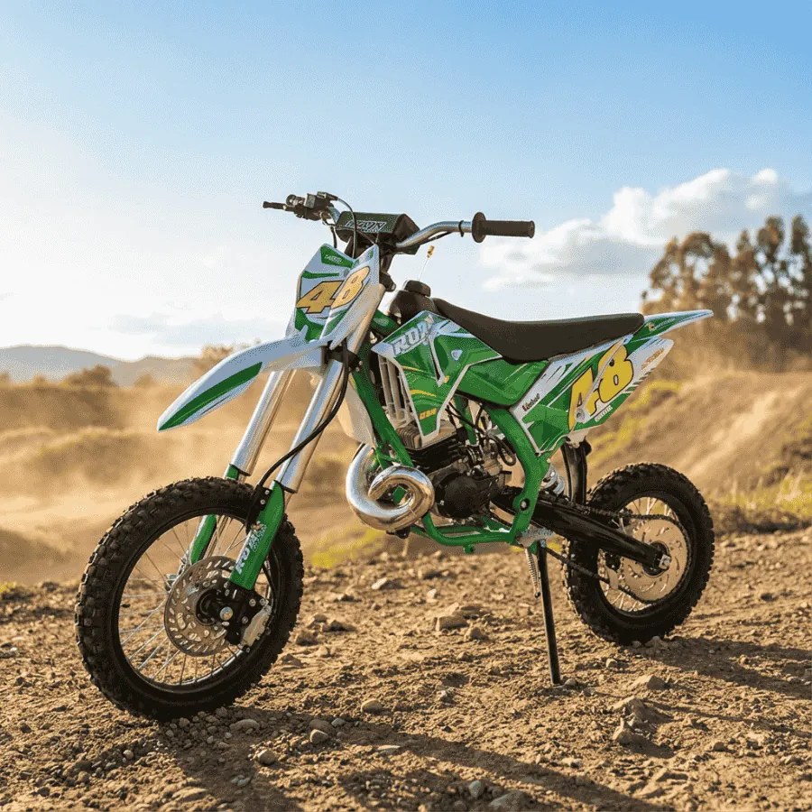 MINI MOTO Crianças MINICROSS gasolina 50cc 9cv Roan 50K 14/12" arranque a pedal Verde