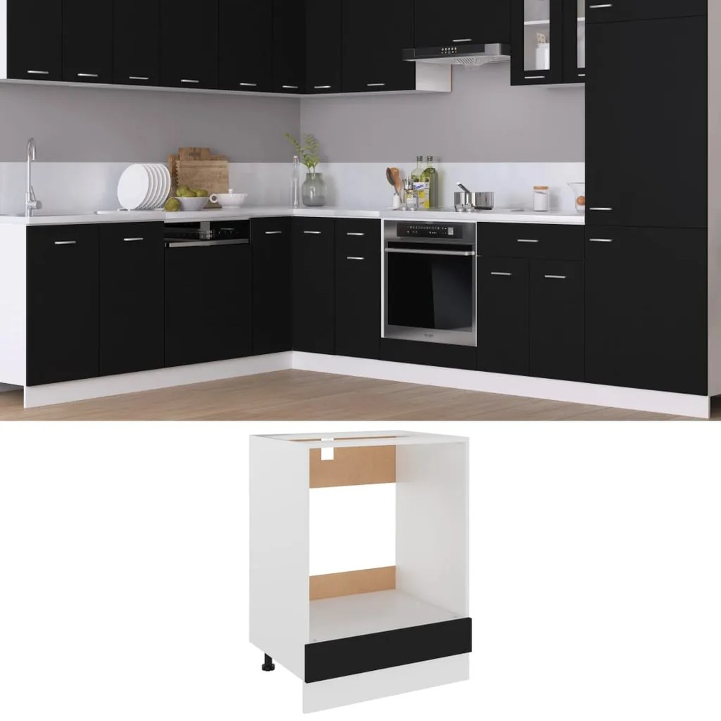 802498 vidaXL Armário para forno 60x46x81,5 cm contraplacado preto