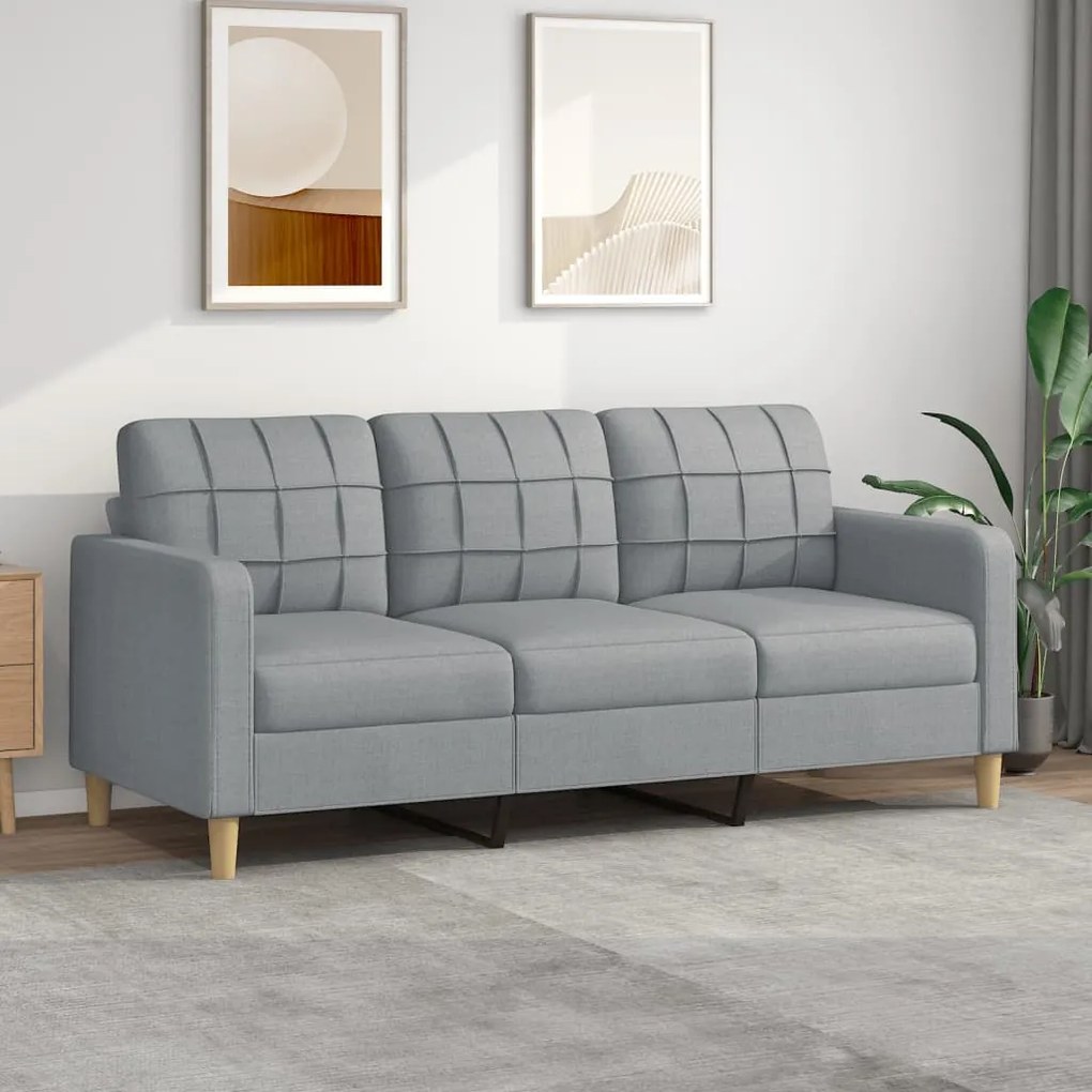 359099 vidaXL Sofá de 3 lugares 180 cm tecido cinza-claro