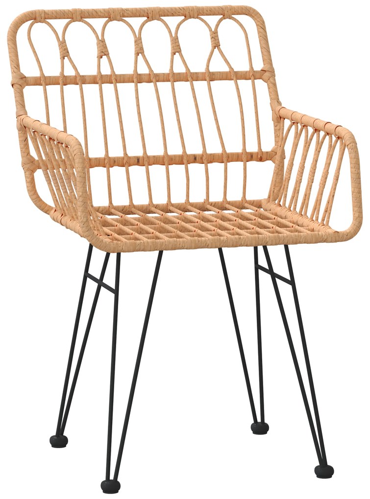 Conjunto de Jantar de Jardim 3 Peças Vime Poliéster Castanho