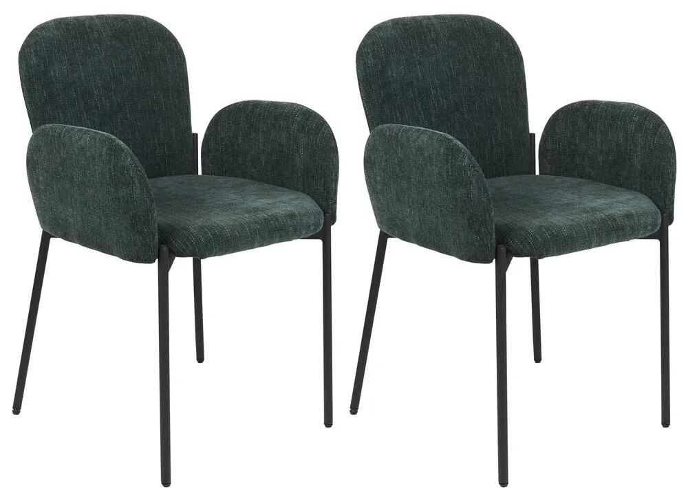 Conjunto de 2 cadeiras de jantar em tecido verde escuro ALBEE Beliani