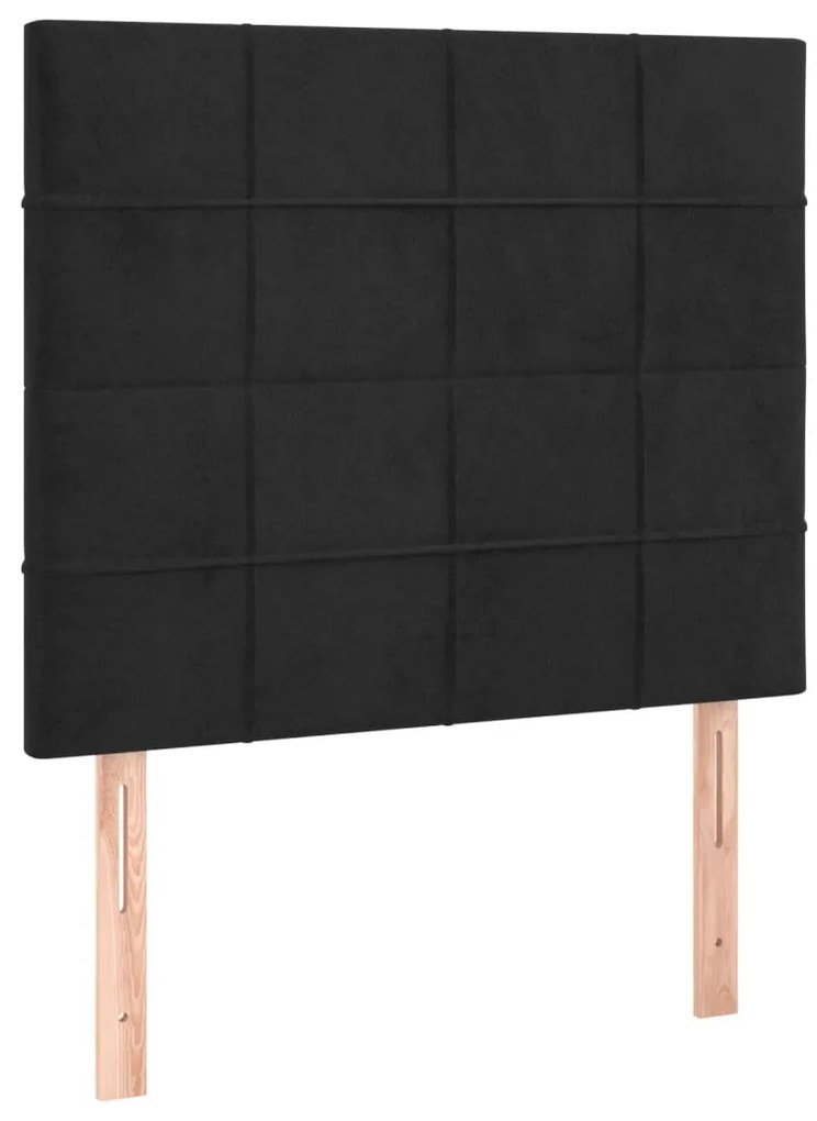 Cabeceira de cama c/ LED veludo 90x5x118/128cm preto