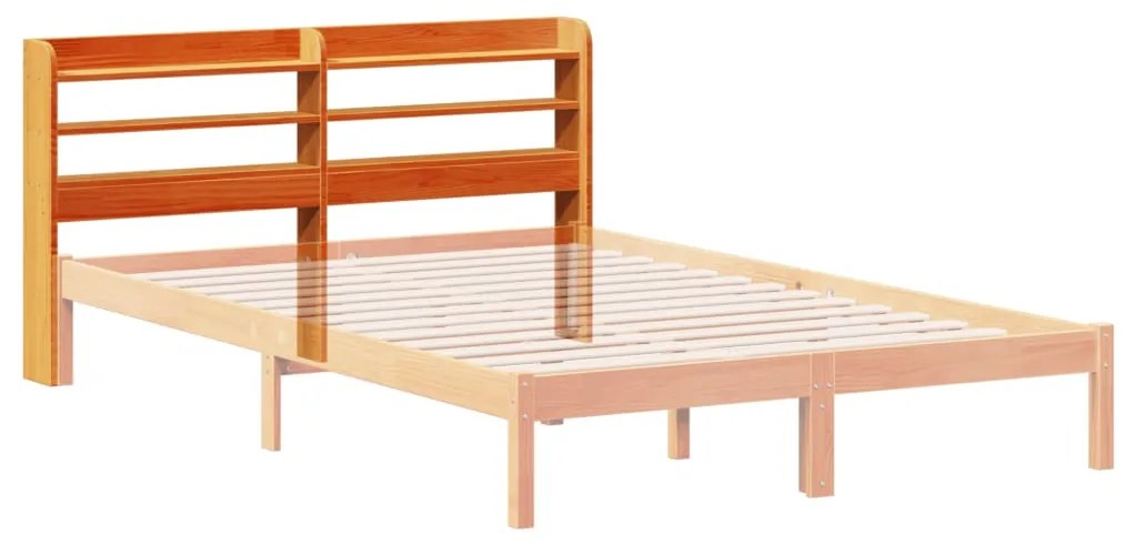 Cabeceira com prateleiras 120 cm pinho maciço castanho-mel