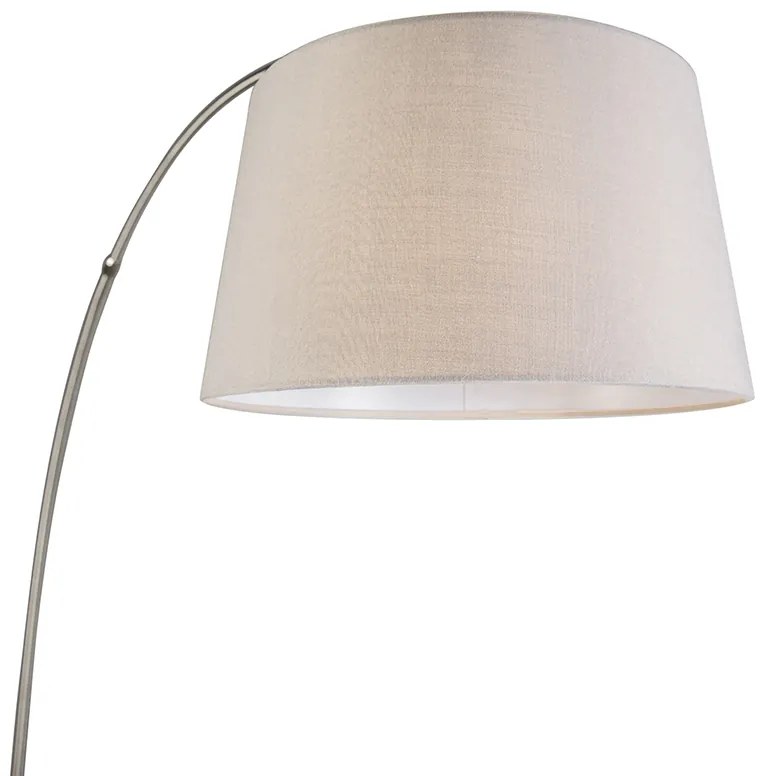 Candeeiro de pé arqueado moderno em aço com abajur de tecido branco - Arc Basic Moderno