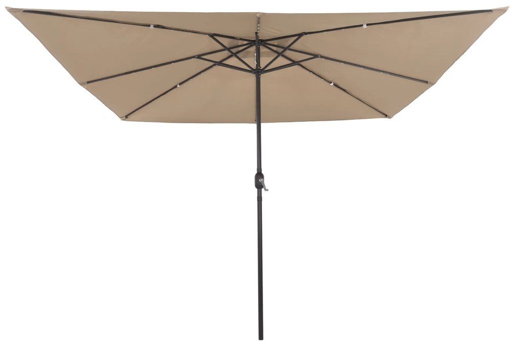 Parasol de Jardim Quadrado vidaXL com Luzes LED 295x245 cm Taupe