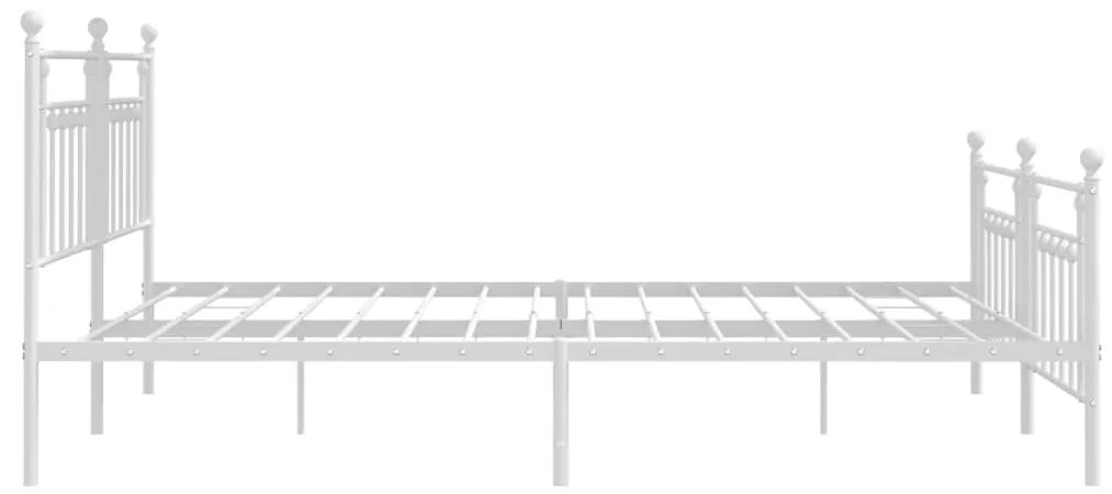Estrutura de cama com cabeceira e pés 200x200 cm metal branco