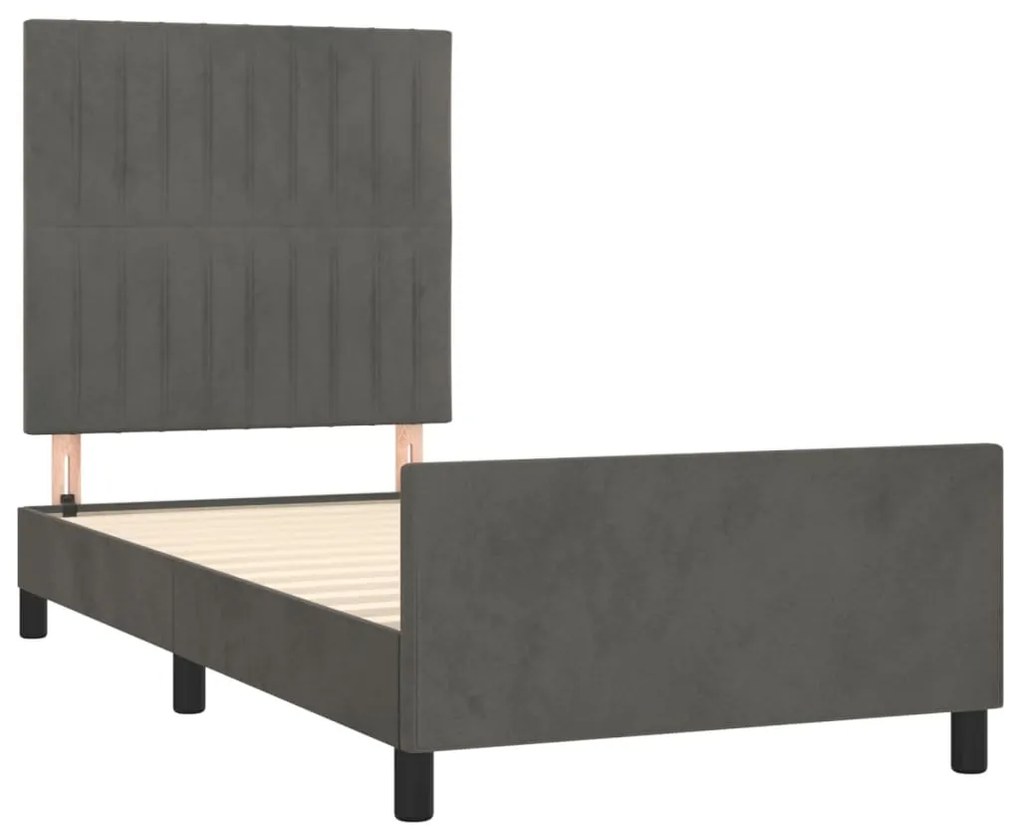 Estrutura de cama sem colchão 100x200 cm veludo cinzento-escuro