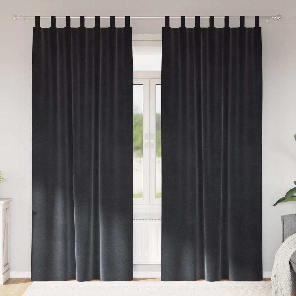 Cortinas Blackout vidaXL com alças para pendurar 2 pcs Cinza Escuro Veludo