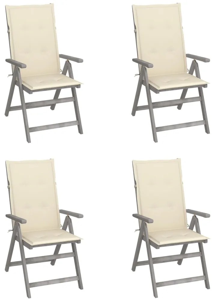 Cadeiras jardim reclináveis c/ almofadões 4 pcs acácia maciça