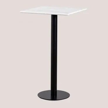 Mesa Alta De Bar Quadrada 60x60 Cm Em Mármore Rocher Mármore Branco Guangxi & Preto - Sklum