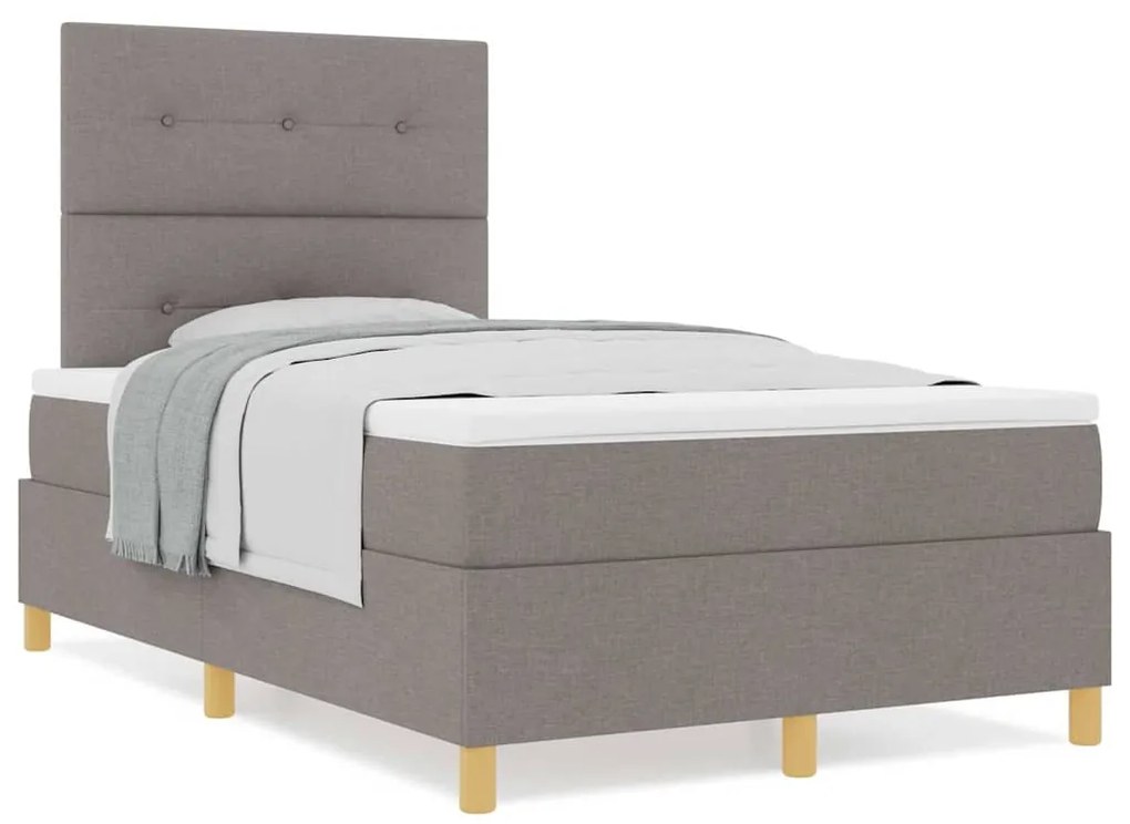 Cama Box Spring com Colchão Taupe Casal Pequena Tecido