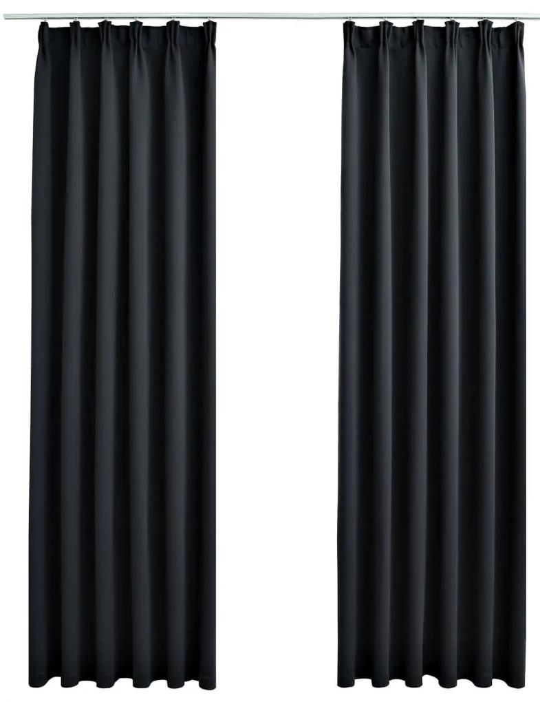 Cortinas blackout com ganchos 2 pcs 140x175 cm preto