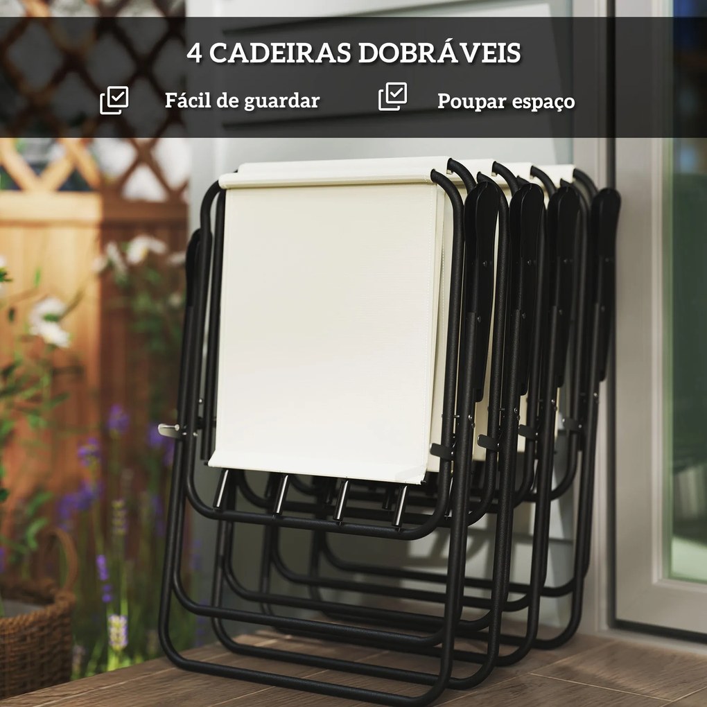 Conjunto de Jardim de 6 Peças – Soleil Crème – Creme e Preto – Mesa Ø8