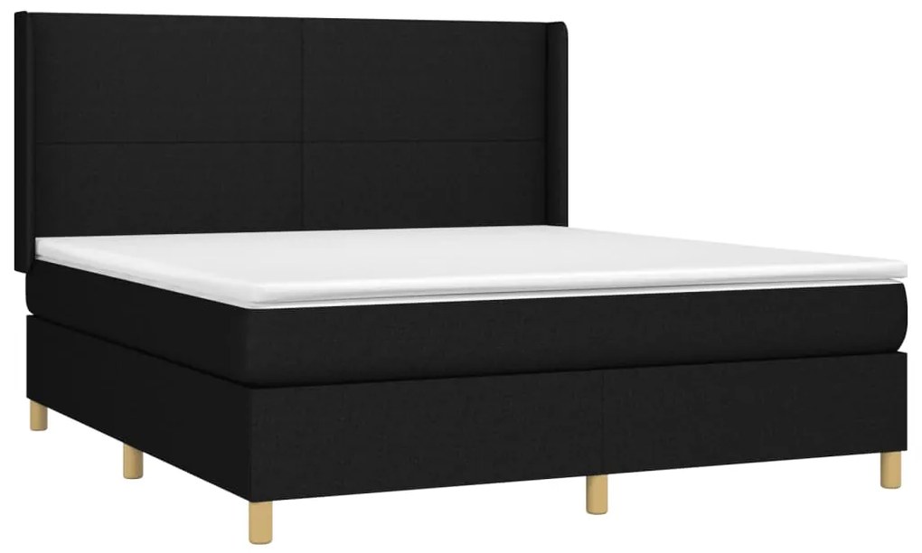 Cama com molas/colchão 160x200 cm tecido preto