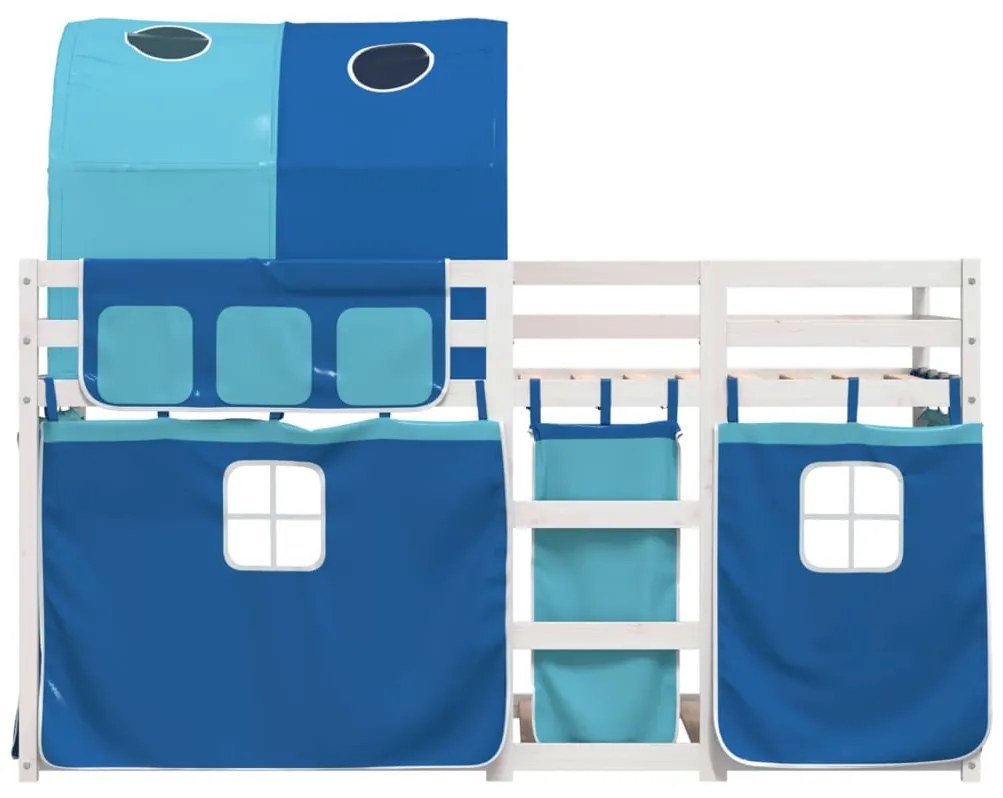 Beliche com cortinas 90x190 cm madeira de pinho maciça azul