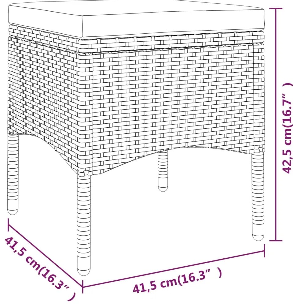 9 pcs conjunto de jantar para jardim vime PE castanho