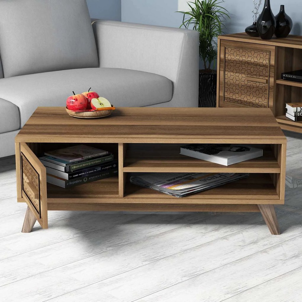 Mesa de Centro Ayla – Nogueira – 105 cm x 38,2 cm x 60 cm