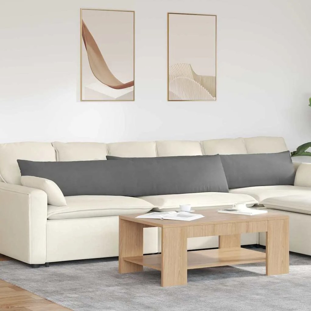 vidaXL Travesseiros de Sofá 2 pcs Cinza Escuro 200 x 40 cm tecido