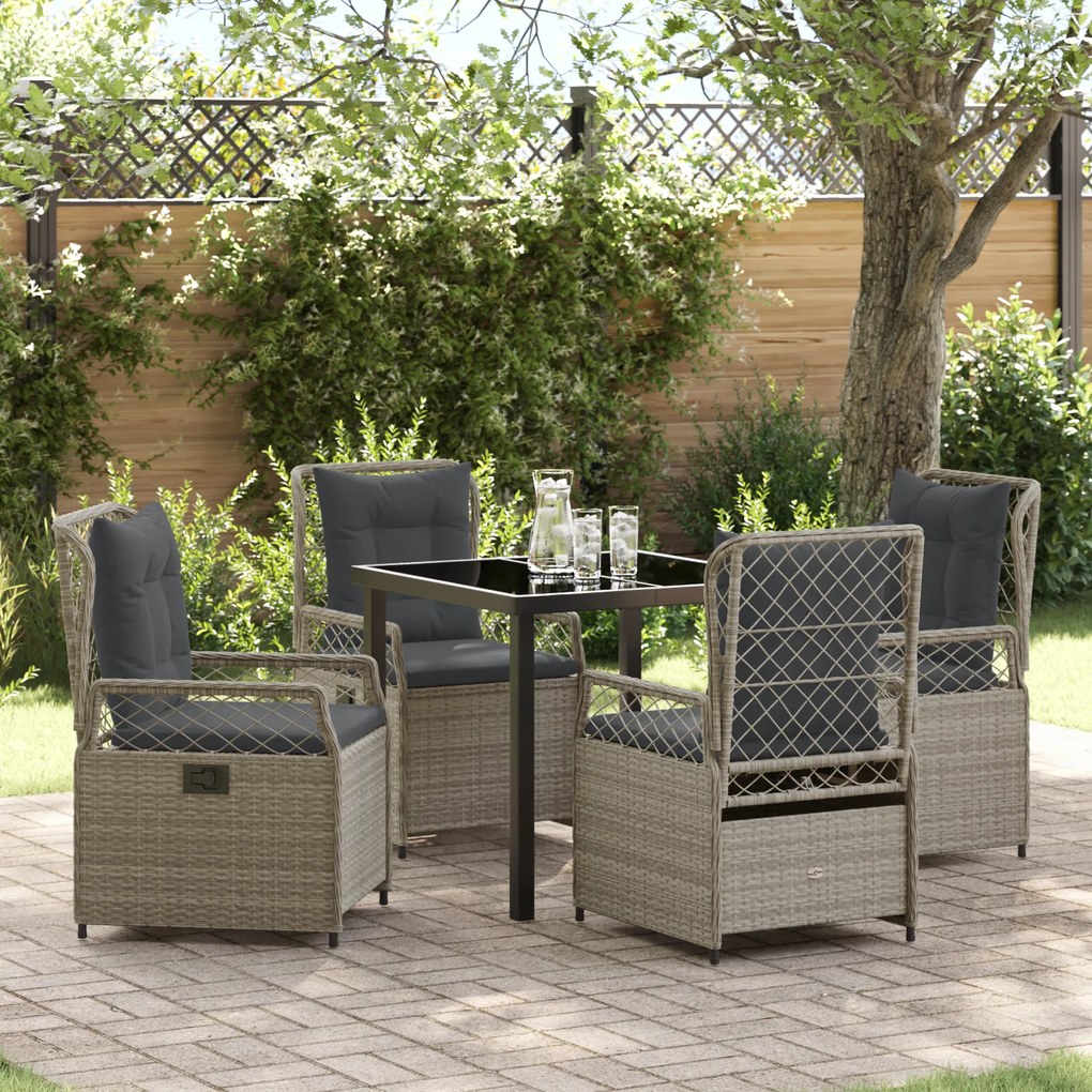 vidaXL Conjunto de Jantar para Jardim 5 Peças Cinza Claro Vime PE