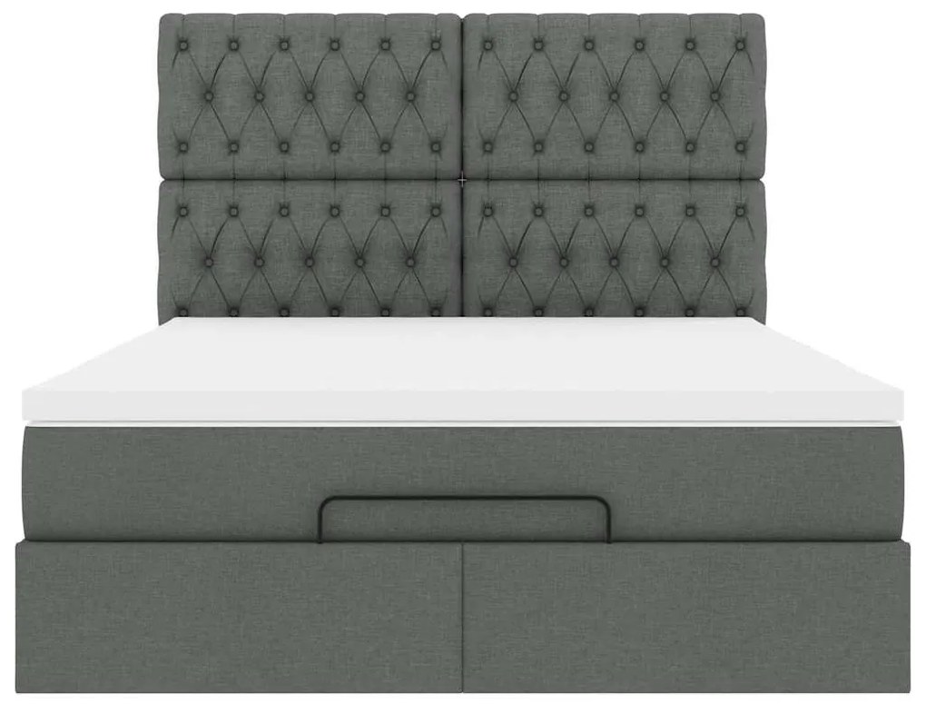 Estrutura de cama otomana com colchão 140x190cm cinzento escuro