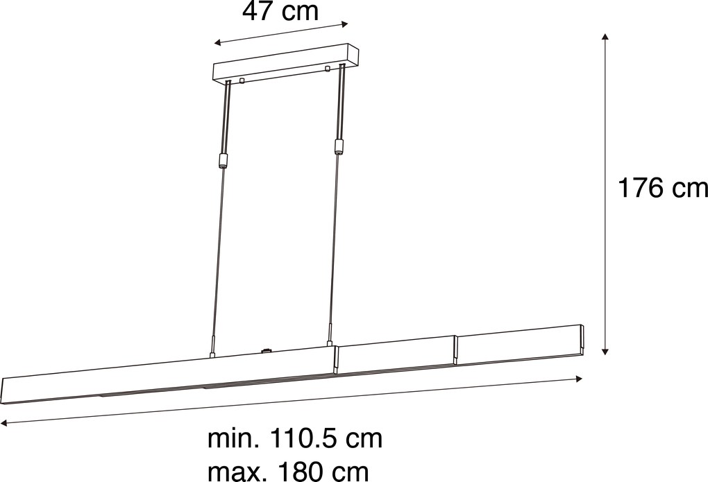 Candeeiro Pendente Ajustável Preto c/ LED Dimerizável - Lamba