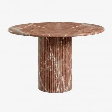 Mesa De Jantar Redonda Ø120 Cm Em Pedra Natural Grosseto Mármore Vermelho Chigan - Sklum