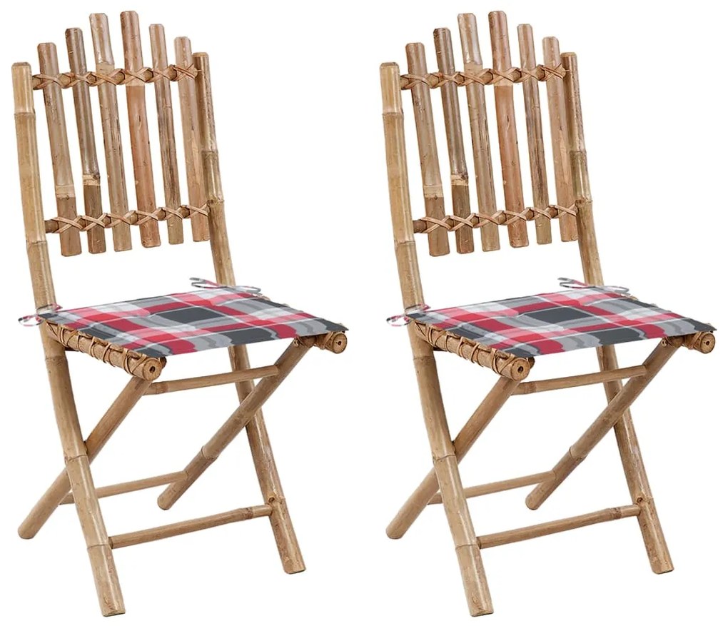 vidaXL Cadeiras de jardim dobráveis c/ almofadões 2 pcs bambu