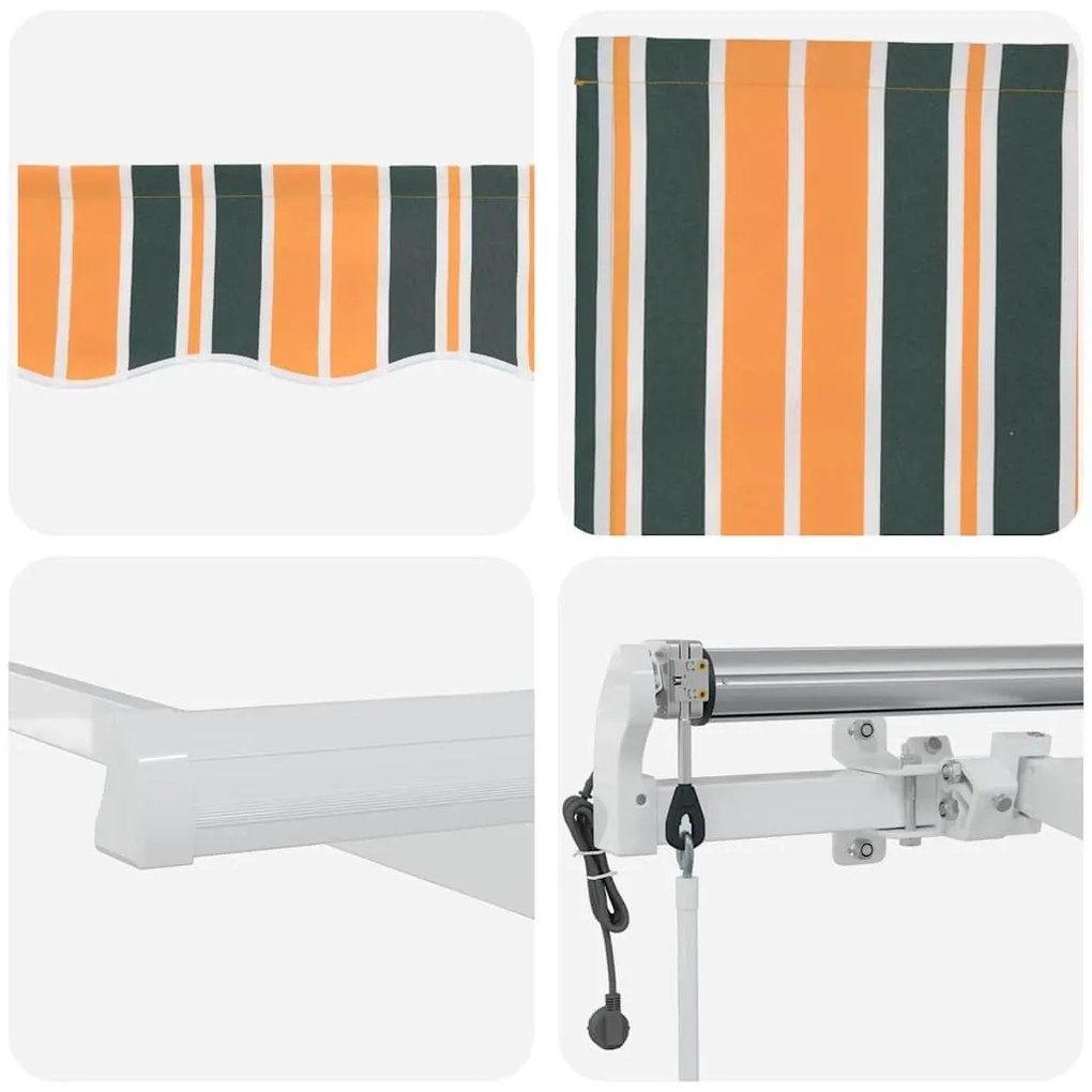 Toldo Retrátil Verde e Amarelo e Branco