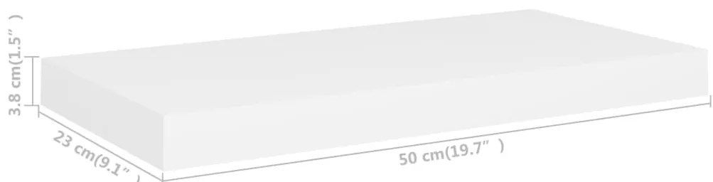 Prateleiras de parede suspensas 4 pcs 50x23x3,8cm MDF branco