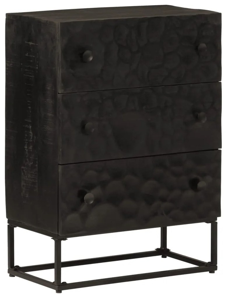 vidaXL Cómoda 55x30x76 cm madeira de mangueira maciça e ferro preto
