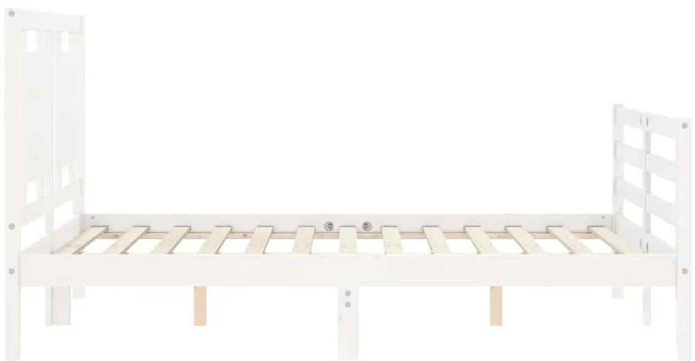 Estrutura de cama com cabeceira 140x190cm madeira maciça branco