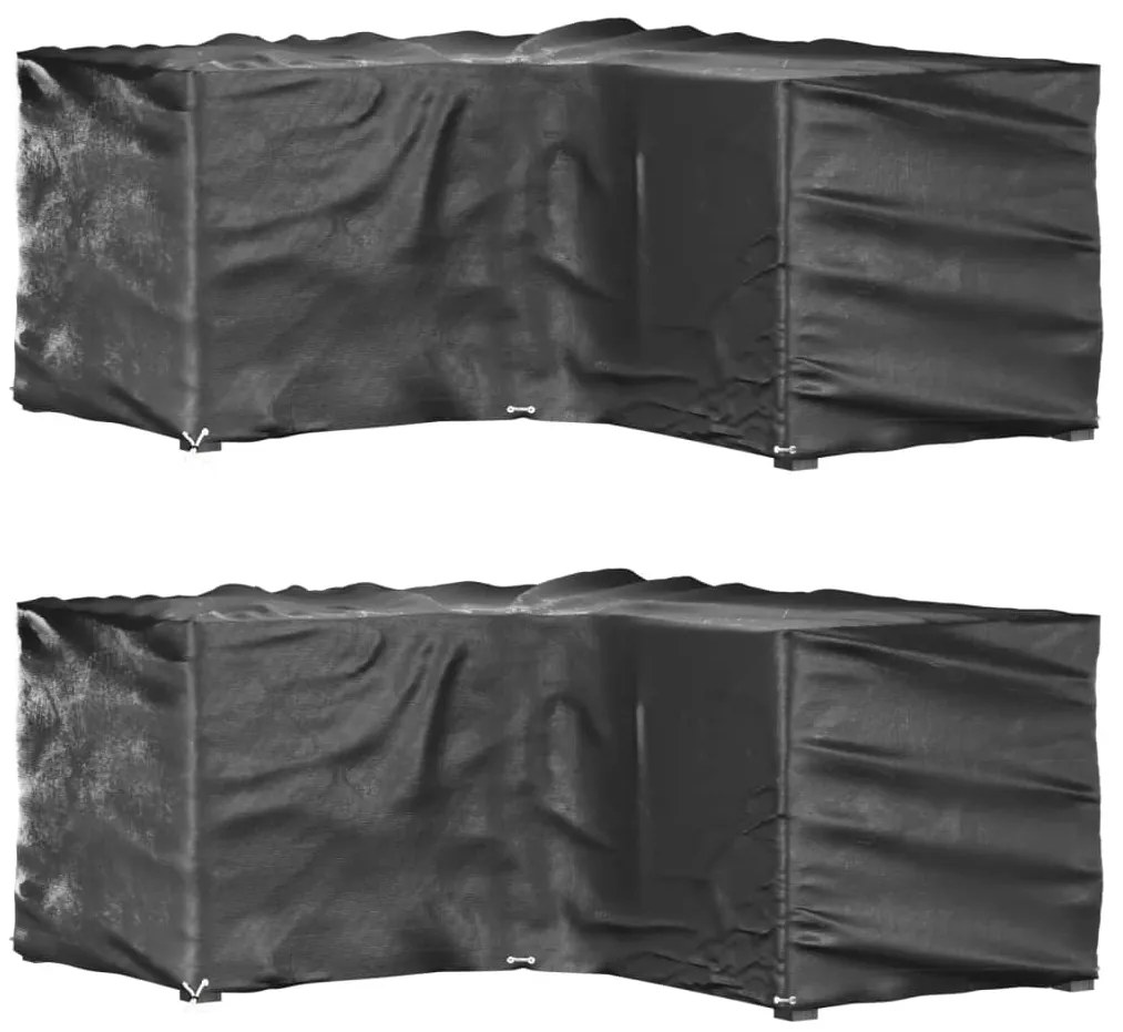 Capas p/ mobília jardim forma de L 2 pcs 12 ilhós 185x185x90 cm