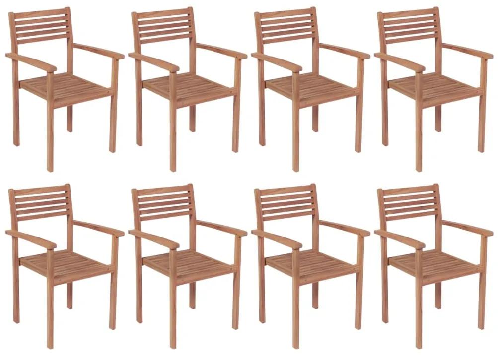 Cadeiras de jardim empilháveis 8 pcs madeira de teca maciça