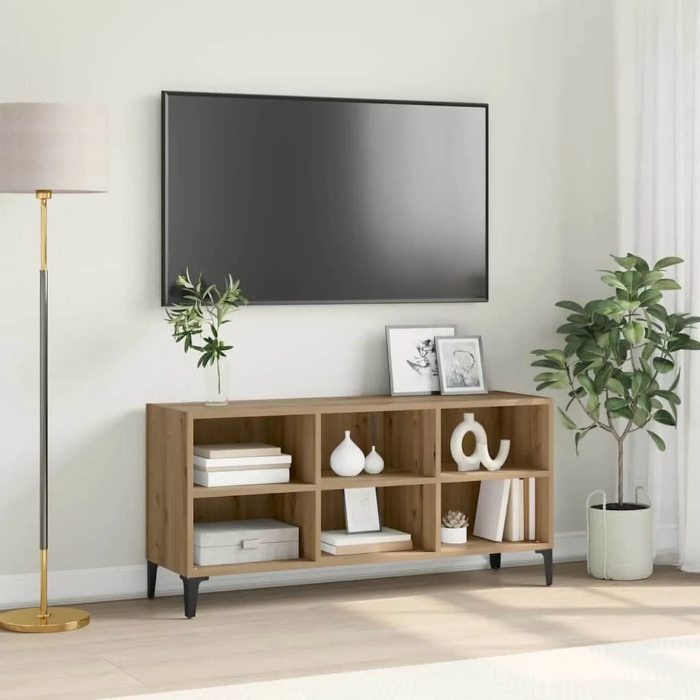 vidaXL Suporte para TV Carvalho Artisan Madeira engenheirada, Metal Médio
