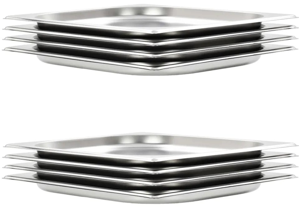 50885 vidaXL Recipientes gastronorm 8 pcs GN 1/2 20 mm aço inoxidável