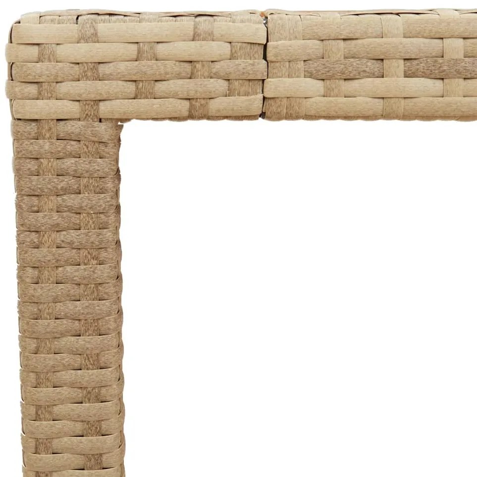 Mesa de jardim 90x90x75 cm vime PE e madeira de acácia bege