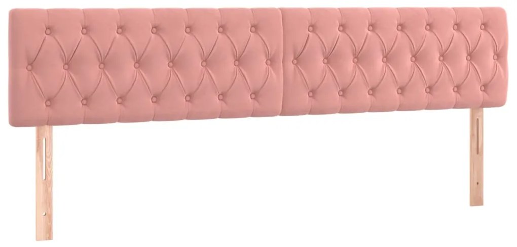 Cabeceira de cama c/ luzes LED veludo 200x7x78/88 cm rosa