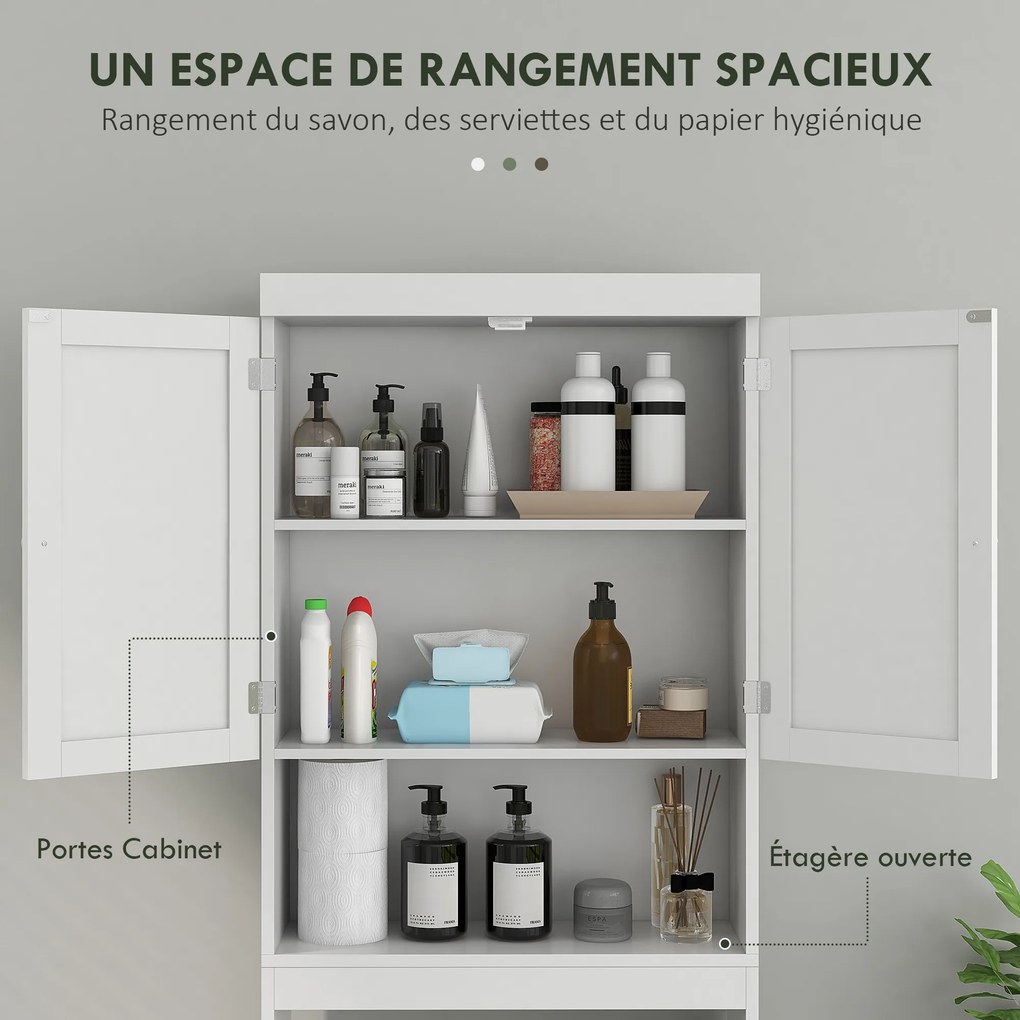 Armário de arrumação para colocar em cima da sanita, móvel de casa de banho com 2 portas e prateleiras, 58,5 L x 23 L x 170 A cm, branco