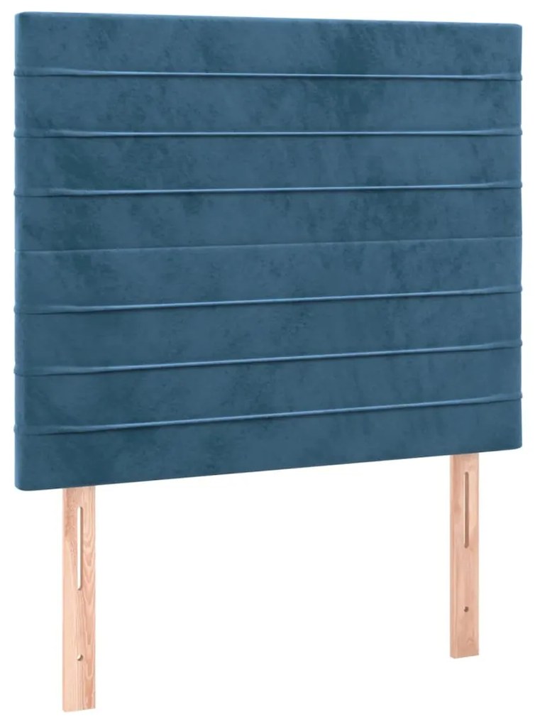 Estrutura de cama sem colchão 90x190 cm veludo azul-escuro