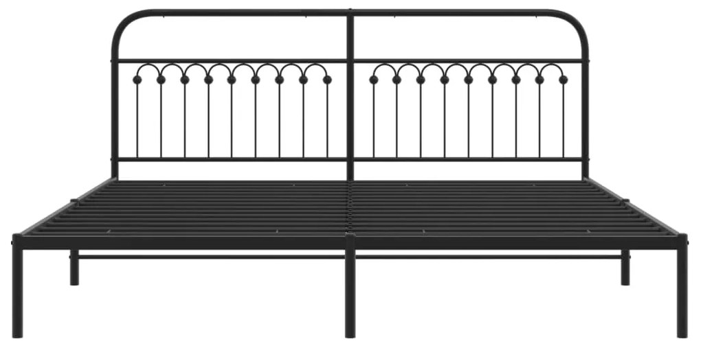 Estrutura de cama com cabeceira 200x200 cm metal preto