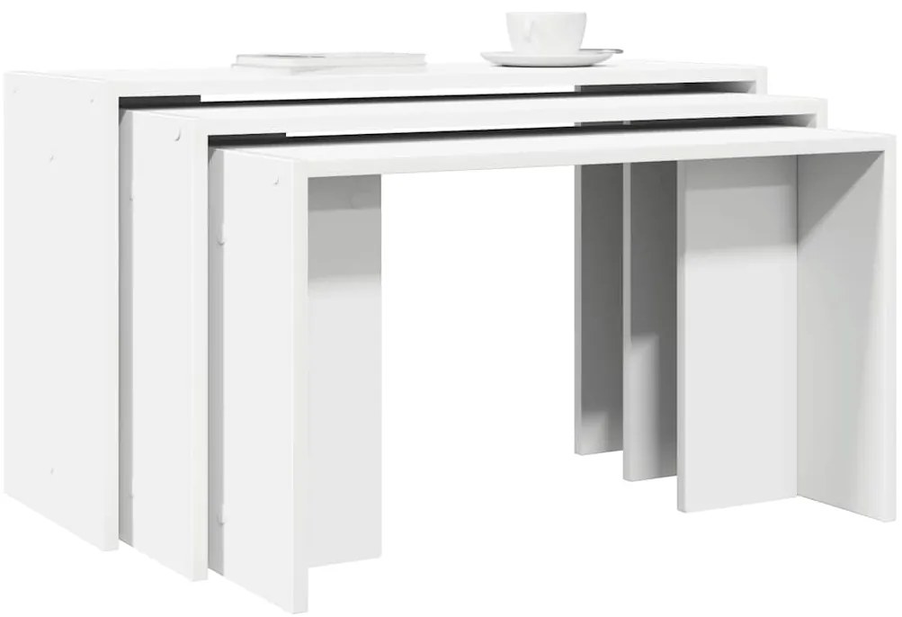 vidaXL Mesas de encastrar 3 pcs derivados de madeira branco
