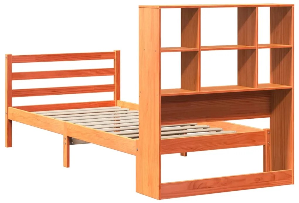 Cama com estante sem colchão 90x190 cm madeira maciça
