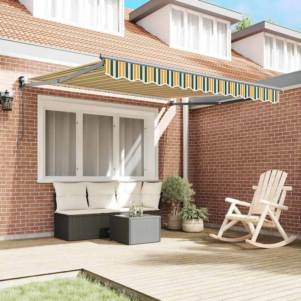 Toldo Retrátil Manual Verde e Amarelo 350x250 cm