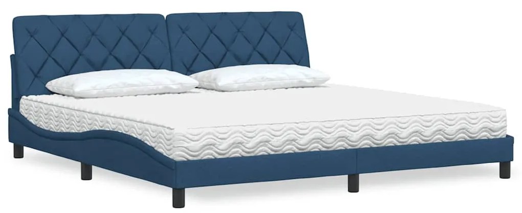 vidaXL Cama com colchão 200x200 cm tecido azul